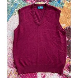 Vintage Alan Paine Cashmere Sweater Vest Mens Size 42 Large Made In England Red